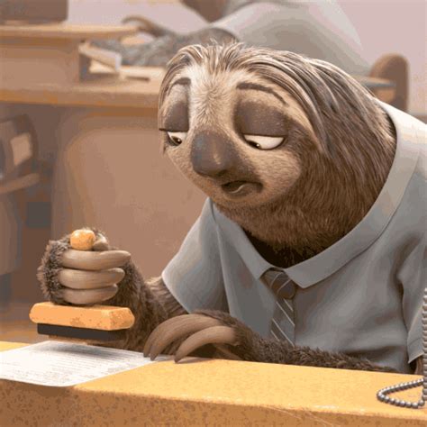 animated sloth at desk gif.